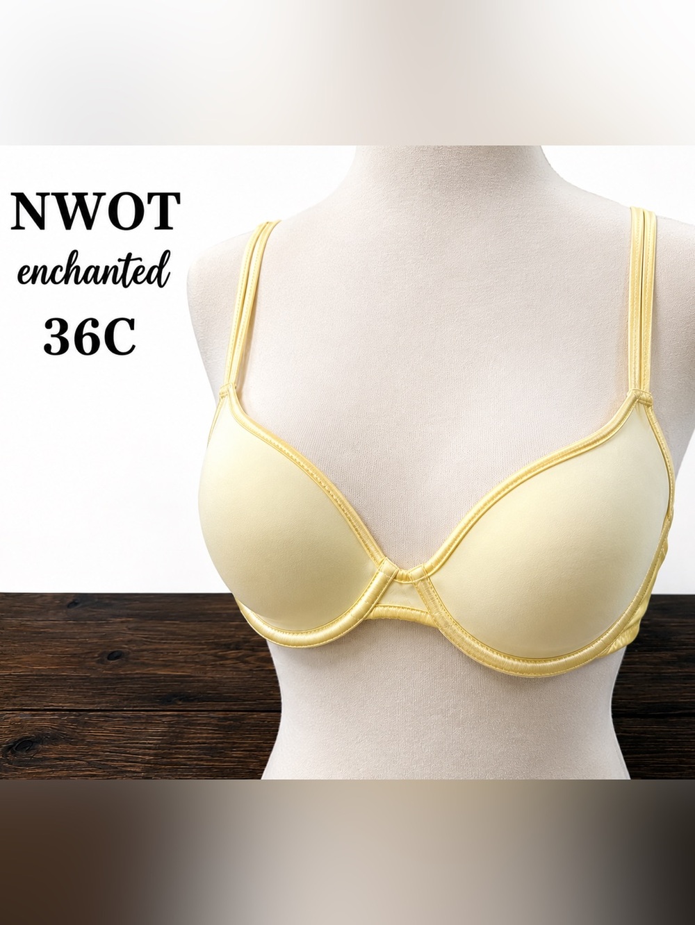 NWOT Enchanted 36C Pastel Yellow Underwire T-Shirt Bra